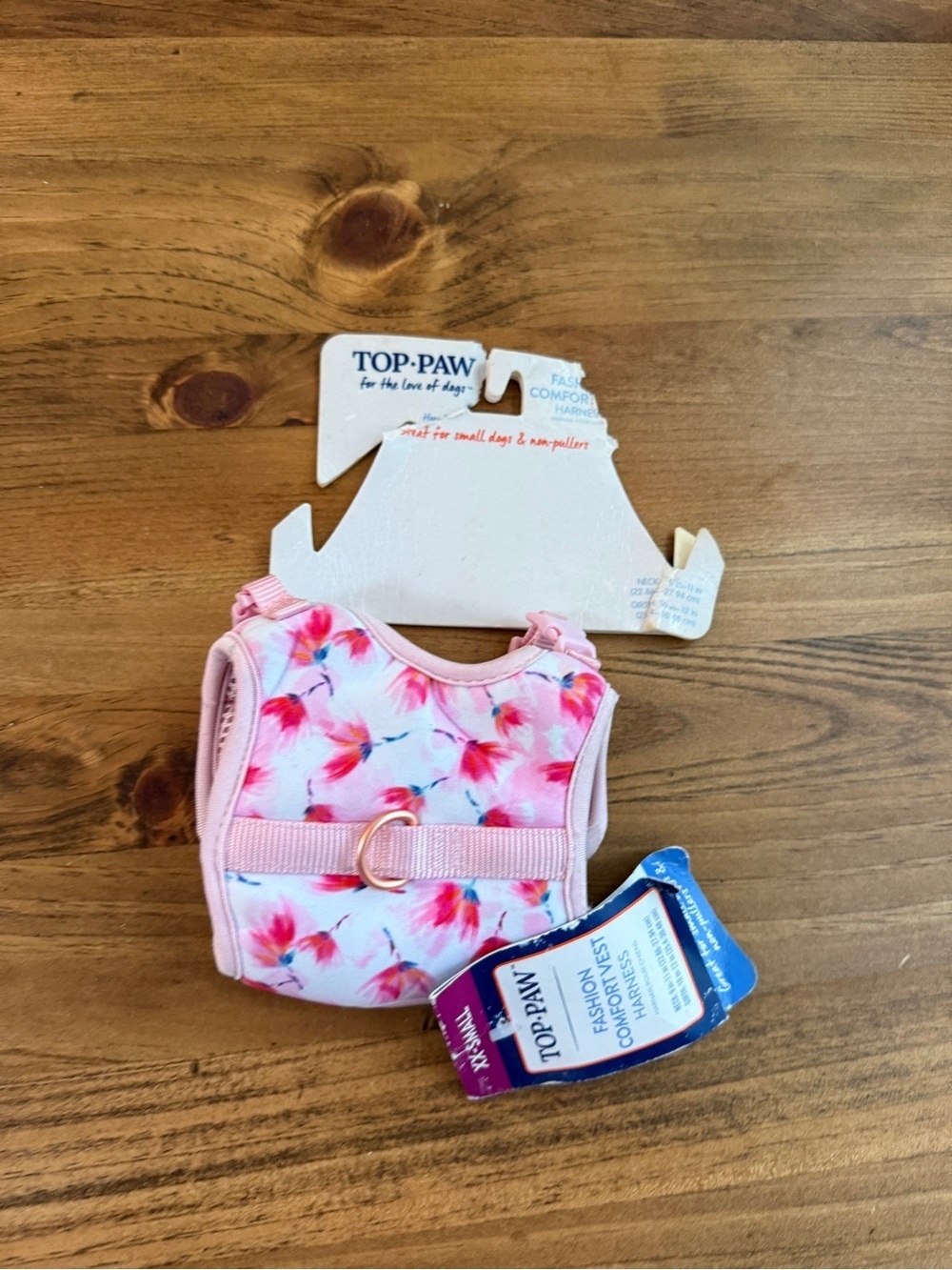 Top Paw Pink Floral Pet Harness with Rose Gold Ring